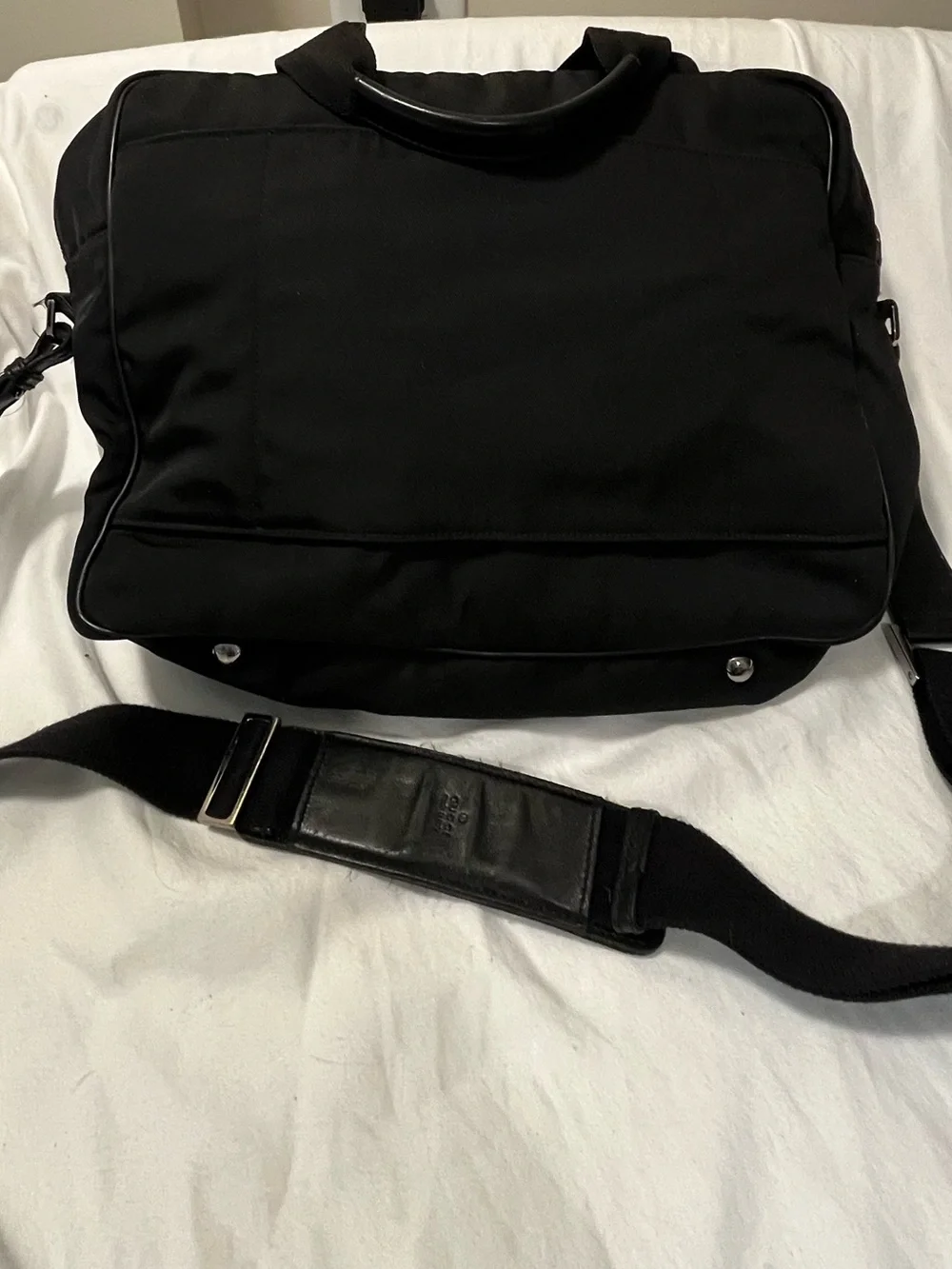 Gucci Black Nylon & Leather Laptop Briefcase No COA